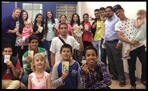 Some of our young people getting ready to pass out Gospel tracts in a local park. 